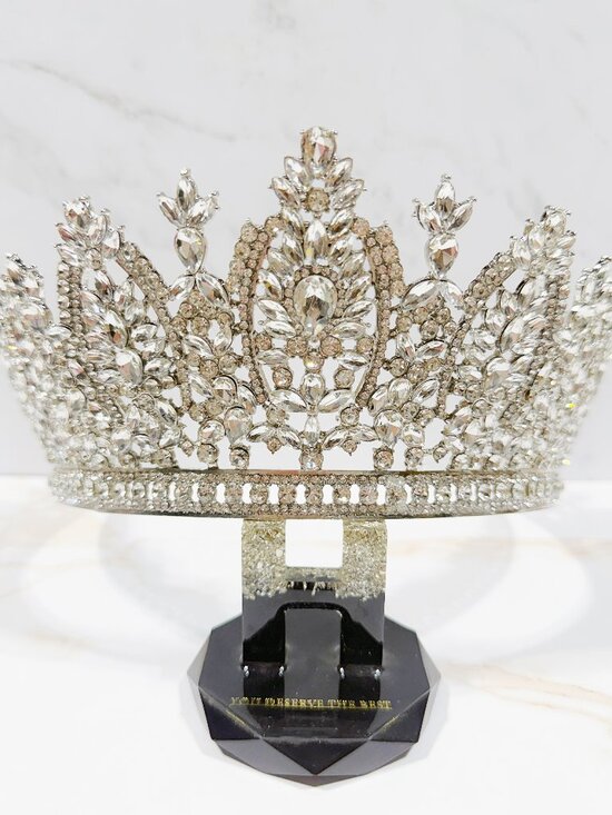 Silver Crystal Bridal Crown, Wedding Tiara, Bride Headwear, Beauty pageant crown main image 8